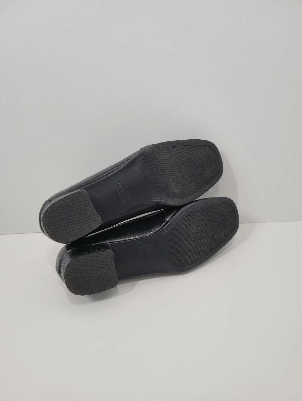 Life Stride Bounty Black Leather Stacked Block Heel Shoes Women Size 8M New - Picture 6 of 6